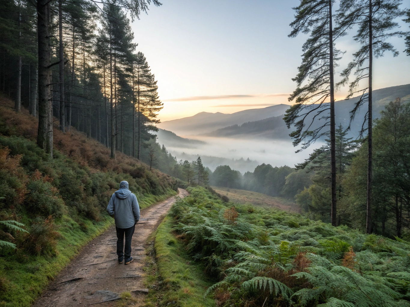 Quiet river flowing through a deep valley